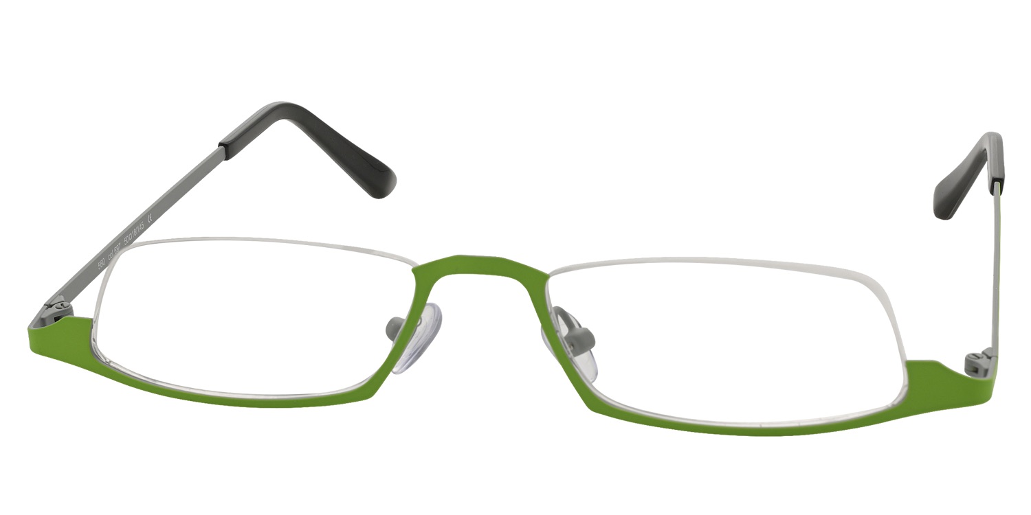NCE Brillen Modell 560, Col. 697 neongrün matt weiß