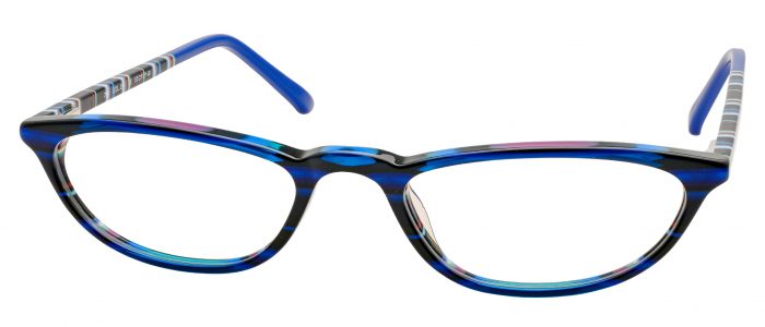 NCE Brillen Modell 784, Col. 241 blau/schwarz Bügel bunt gestreift